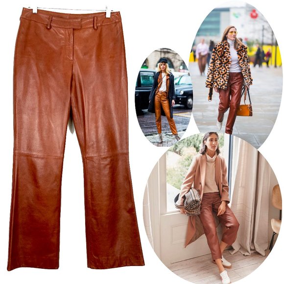 Vakko Pants - Vtg. Vakko New York Brown Leather Pants Sz 10
